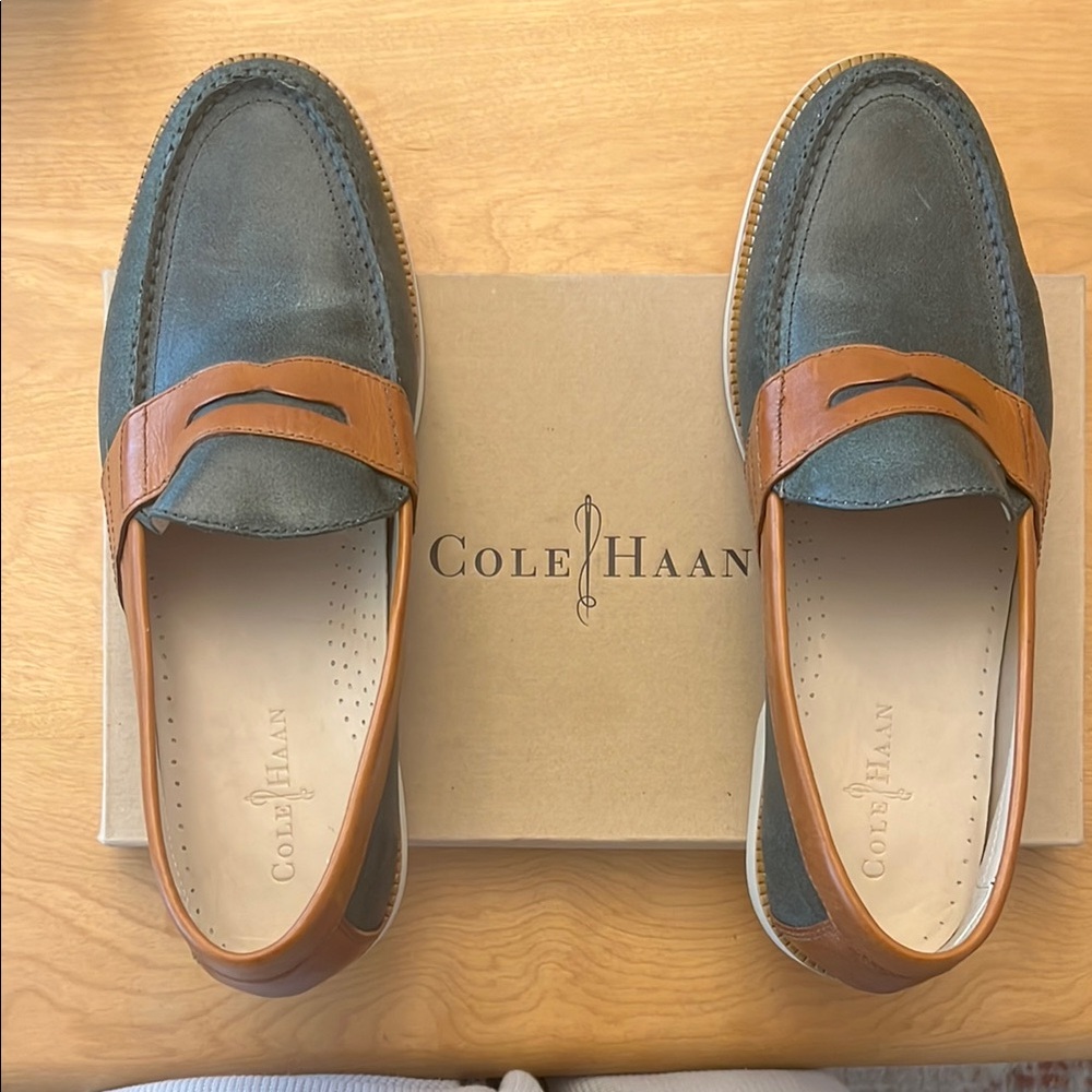 Cole Haan Air Monroe EVA Penny Blue /Cognac Leather Men’s Loafers